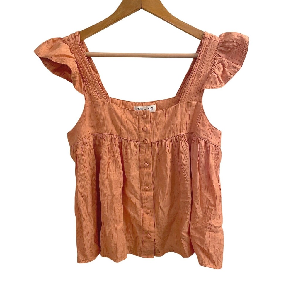 Rust Rose Ruffle Sleeve Babydoll Top Medium Cottage core Boho Romantic Summer